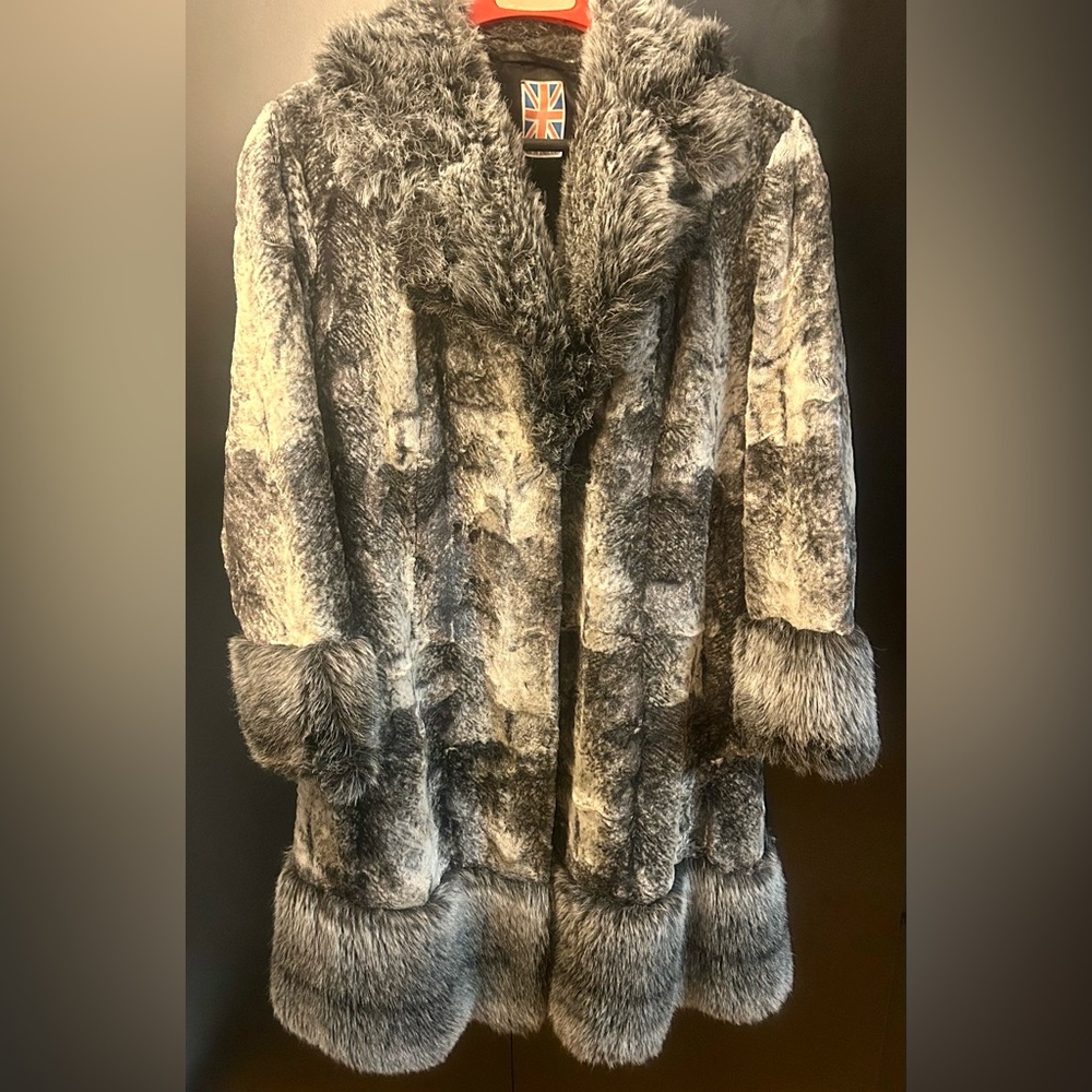 Vintage Gray Faux Fur Hippie/Penny Lane Women's Coat (L)
